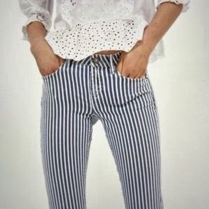 ZARA Z1975 Denim Striped Cropped Skinny Jean